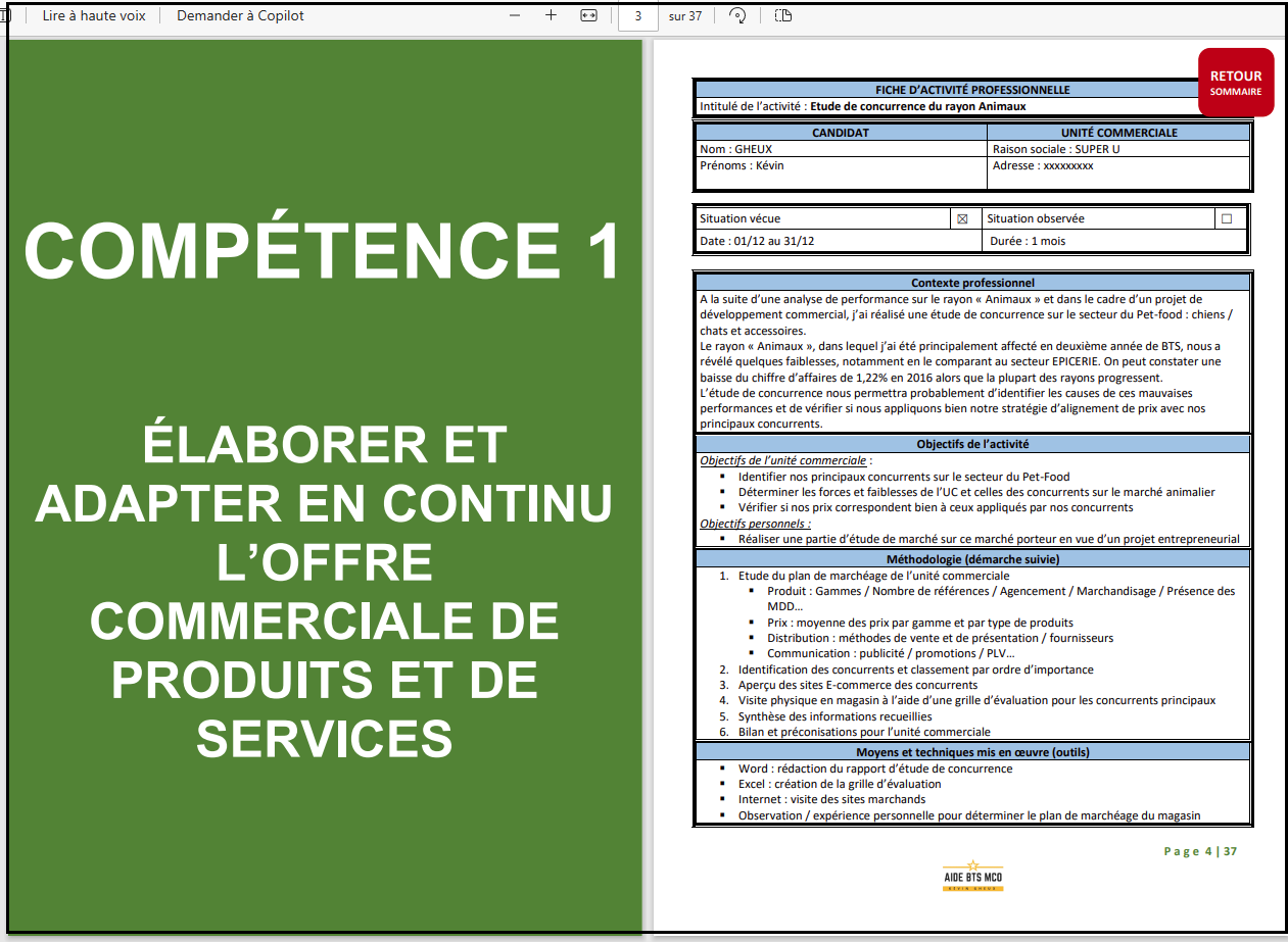 Pack ADOC | Dossier Professionnel UE6 : Animer et Dynamiser l'Offre commerciale | BTS MCO
