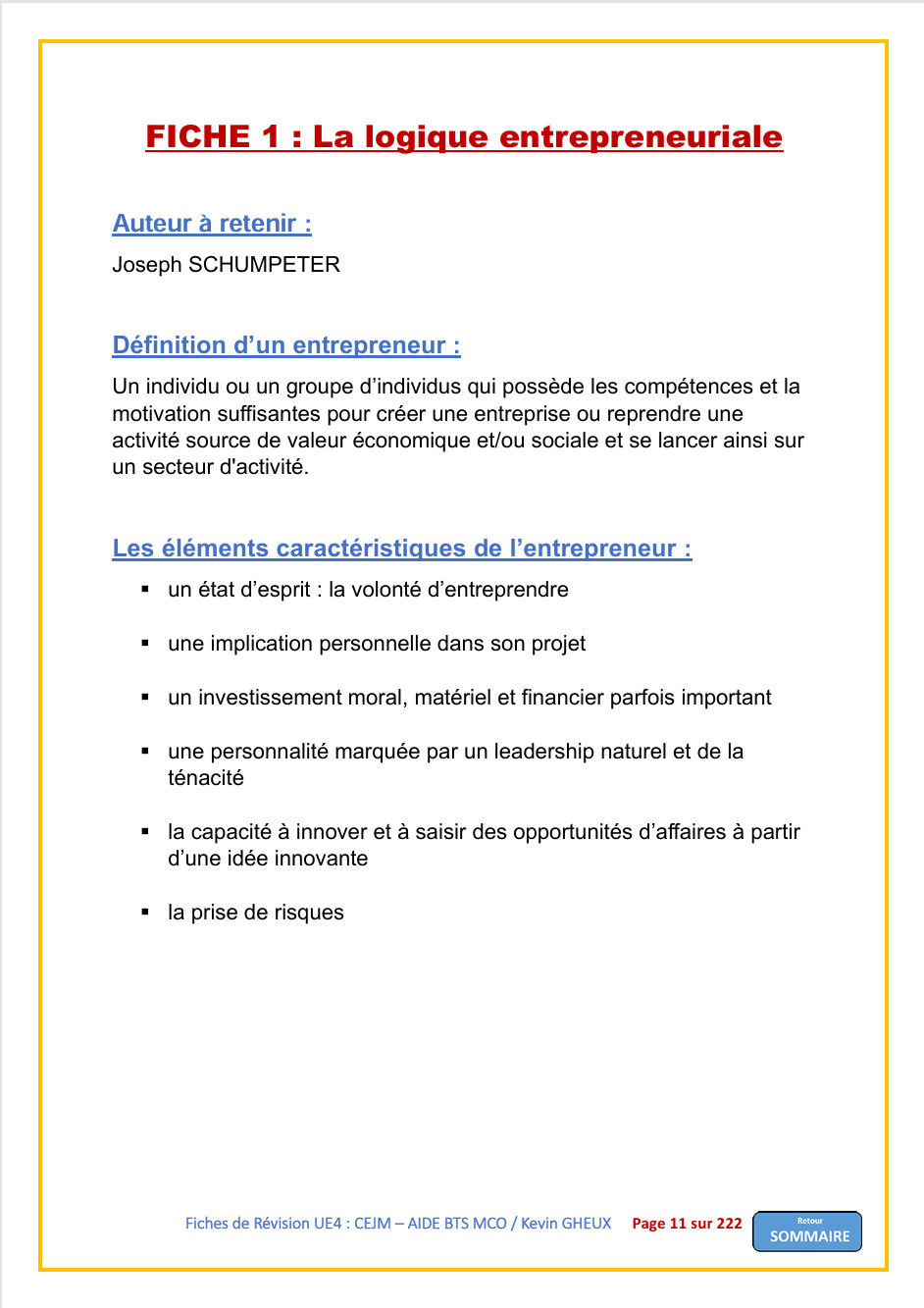 FICHES DE REVISION - UE4 / CEJM - ECONOMIE / DROIT / MANAGEMENT