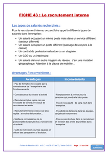 FICHES DE REVISION - UE8 : Manager l'équipe commerciale - BTS MCO