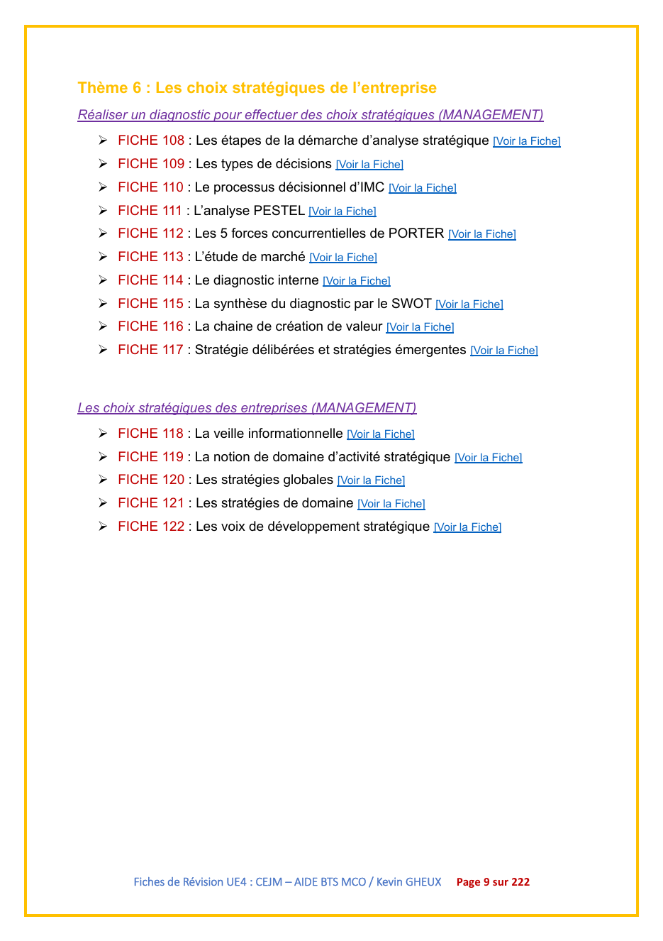 FICHES DE REVISION - UE4 / CEJM - ECONOMIE / DROIT / MANAGEMENT