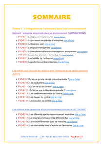 FICHES DE REVISION - UE4 / CEJM - Culture ECONOMIQUE / JURIDIQUE et MANAGERIALE - BTS TERTIAIRE