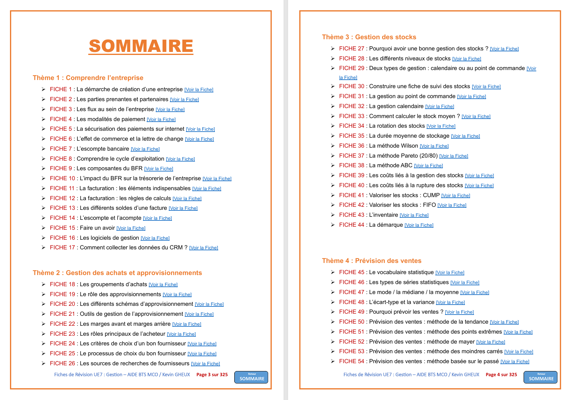 Pack FICHES DE REVISION - UE7 : Gestion Opérationnelle - BTS MCO