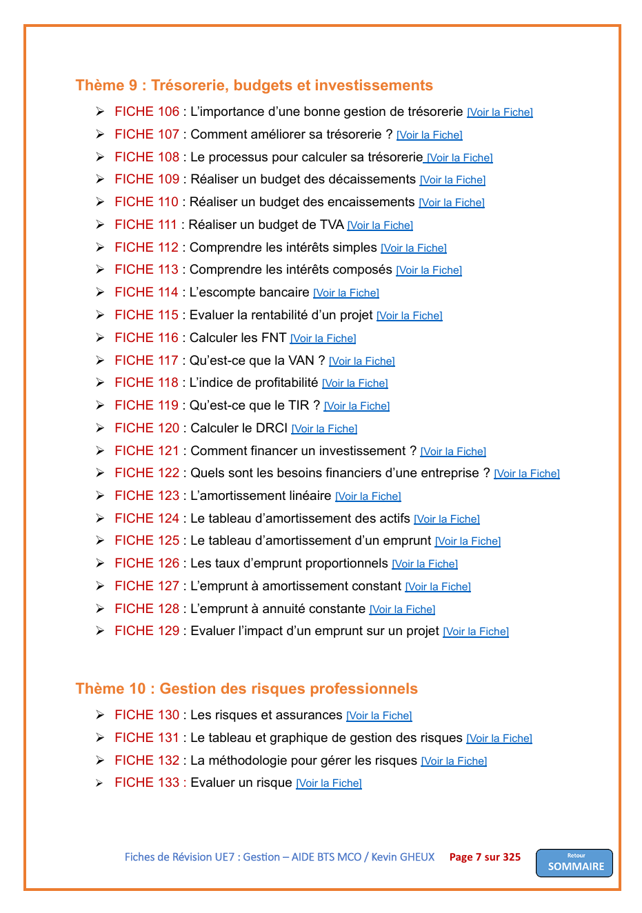 Pack FICHES DE REVISION - UE7 : Gestion Opérationnelle - BTS MCO