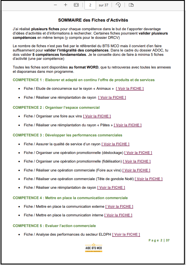 Pack ADOC | Dossier Professionnel UE6 : Animer et Dynamiser l'Offre commerciale | BTS MCO