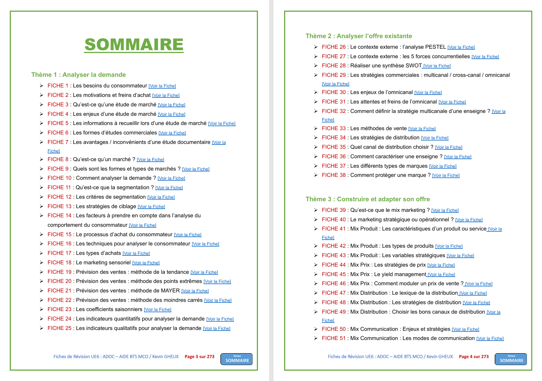 Pack FICHES DE REVISION - UE6 : Animer et Dynamiser l'offre commerciale - BTS MCO