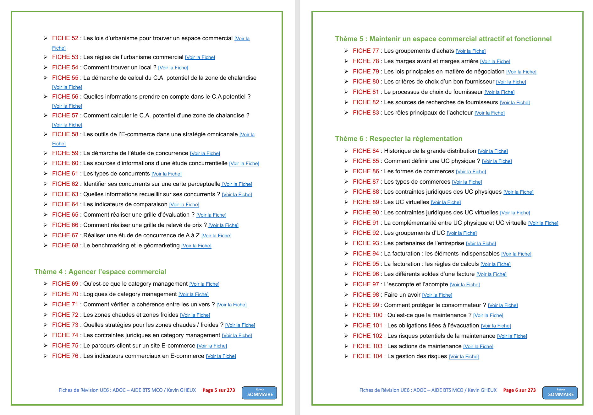 Pack FICHES DE REVISION - UE6 : Animer et Dynamiser l'offre commerciale - BTS MCO