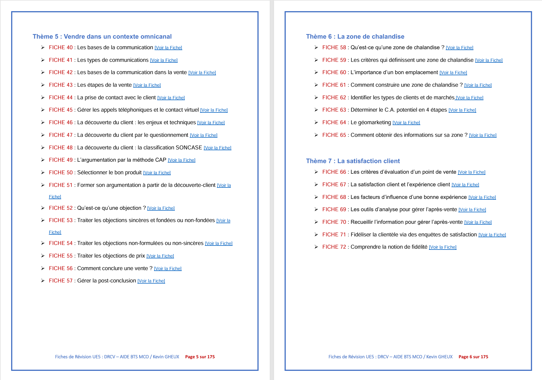 Pack FICHES DE REVISION - UE5 : Développer la relation client et la vente conseil - BTS MCO
